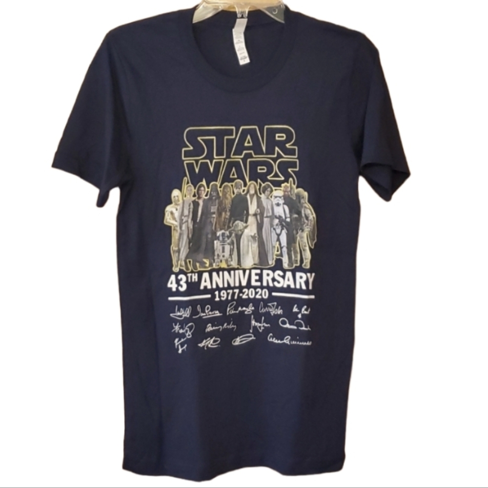 Canvas Star Wars Mens 43rd Anniversary Navy Short Sleeve Shirt Size Small